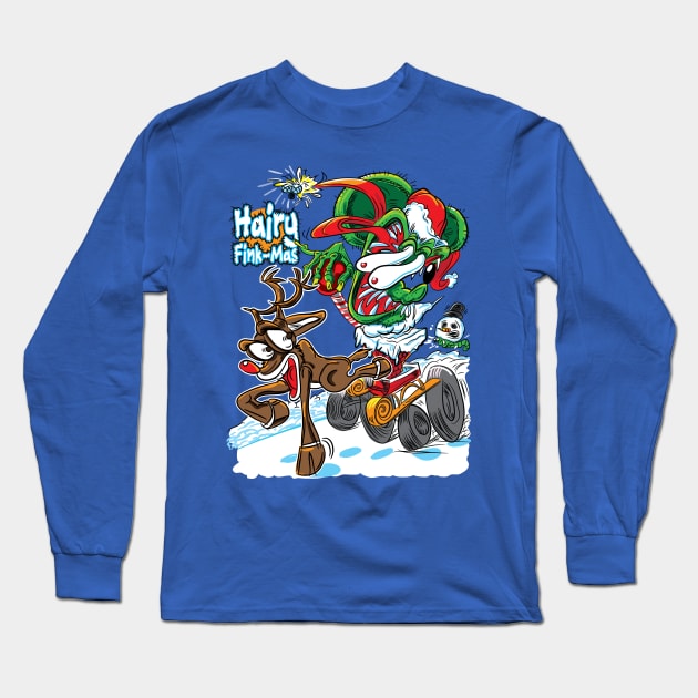 Santa Fink on a 4wd Sleigh Rudolf the Red Nosed Reindeer Long Sleeve T-Shirt by eShirtLabs